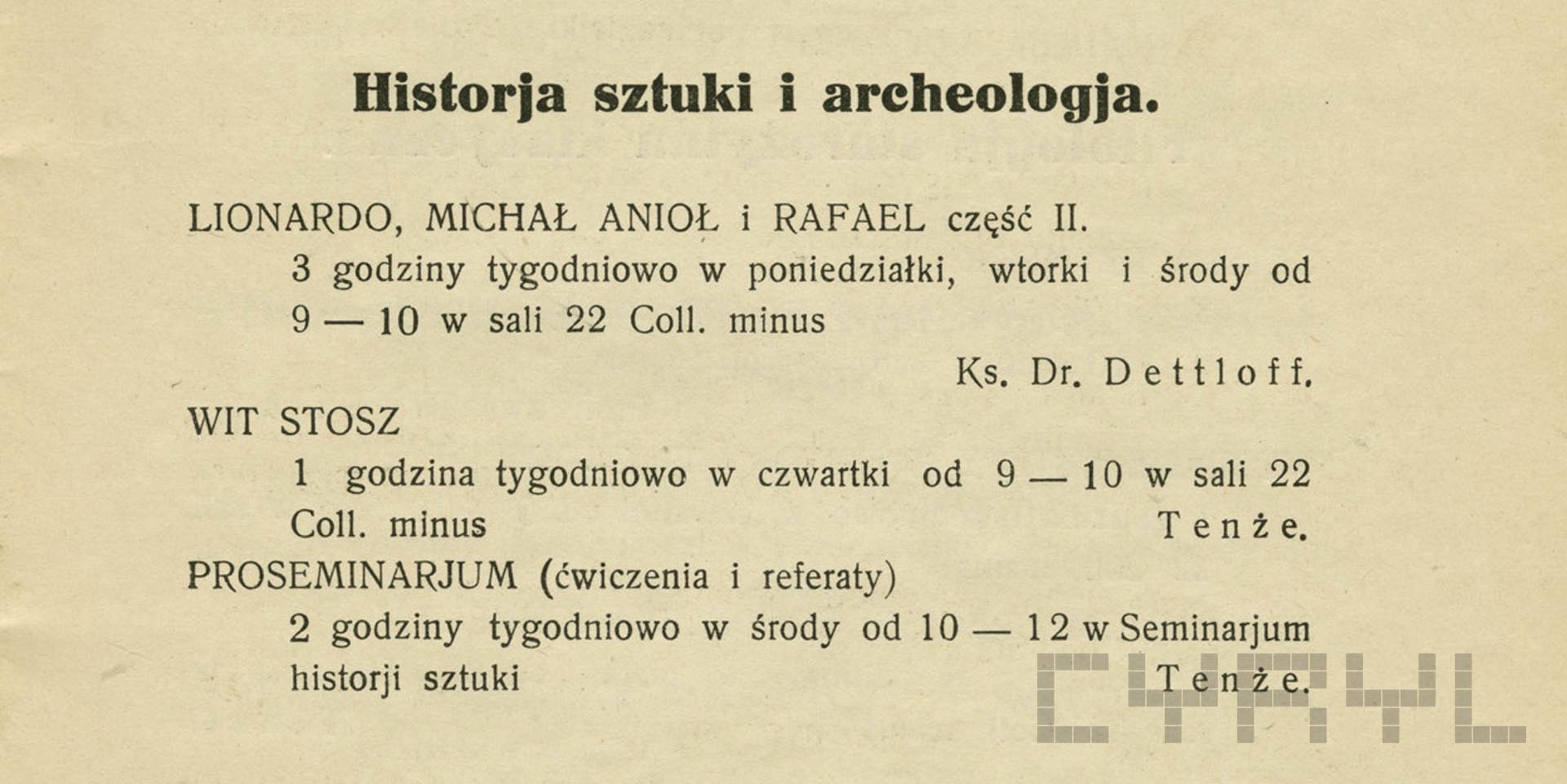Uniwersytet Poznański. Spis wykładów | 1919 | Ze zb. Dobrosławy Nowak