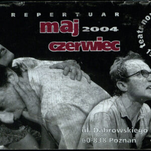 drukowany tekst z czarno-białymi fotografiami, elementy graficzne w kolorze burgund