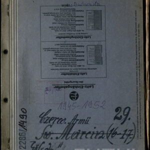 szaro-niebieska teczka z odręcznym tytułem