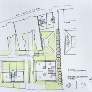 Szkic studialny zabudowy mieszkaniowej przy ul. Podgórze na Wzgórzu św. Wojciecha (niezrealizowana)