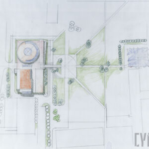 Szkic studialny Pawilonu Ekspozycyjno-Dydaktycznego Ogrodu Botanicznego UAM