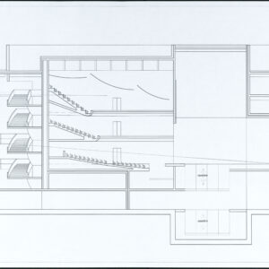 Teatr Muzyczny, przekrój podłużny, projekt konkursowy