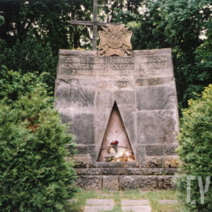 pomnik ma formę ściany, umieszczony na monumencie napis w języku polskim głosi: Żołnierzom 7 Pułku Strzelców Konnych Wielkopolskich poległym w walce z najeźdźcą hitlerowskim w latach 1939-1945