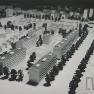 modele budynków mieszkalnych rozmieszczone na makiecie