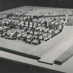 modele budynków mieszkalnych rozmieszczone na makiecie