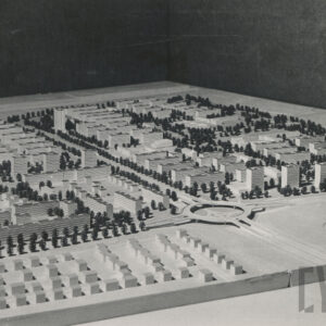 modele budynków mieszkalnych rozmieszczone na makiecie