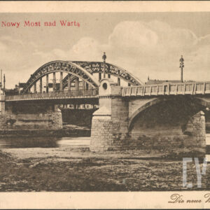 stalowy most na pięciu przęsłach i murowanych, masywnych filarach, na moście ozdobne latarnie