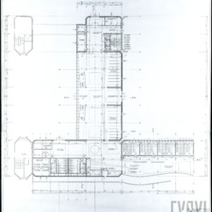 Projekt wstępny budynku Centrum Dydaktyki (Wydział Matematyki i Informatyki?) na terenie kampusu uniwersyteckiego na Morasku, rzut poziomy, przyziemie