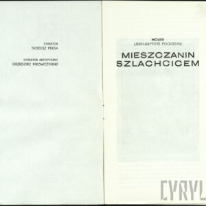 Program spektaklu Mieszczanin szlachcicem Moliera w Teatrze Polskim w Poznaniu