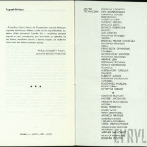 Program spektaklu Mieszczanin szlachcicem Moliera w Teatrze Polskim w Poznaniu