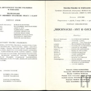 Program spektaklu Mochnacki – sny o ojczyźnie Bohdana Urbanowskiego w Teatrze Polskim w Poznaniu