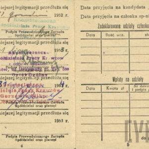 Legitymacja Edmunda Mańczaka wydana przez Rzemieślniczą Spółdzielnię Pracy Krawców w Gorzowie Wielkopolskim